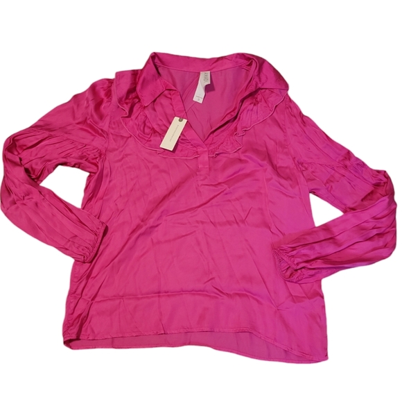 Anthropologie Tops - NWT Amadi by Anthropologie The Lara Pink Ruffle Blouse Top Women's Size Small